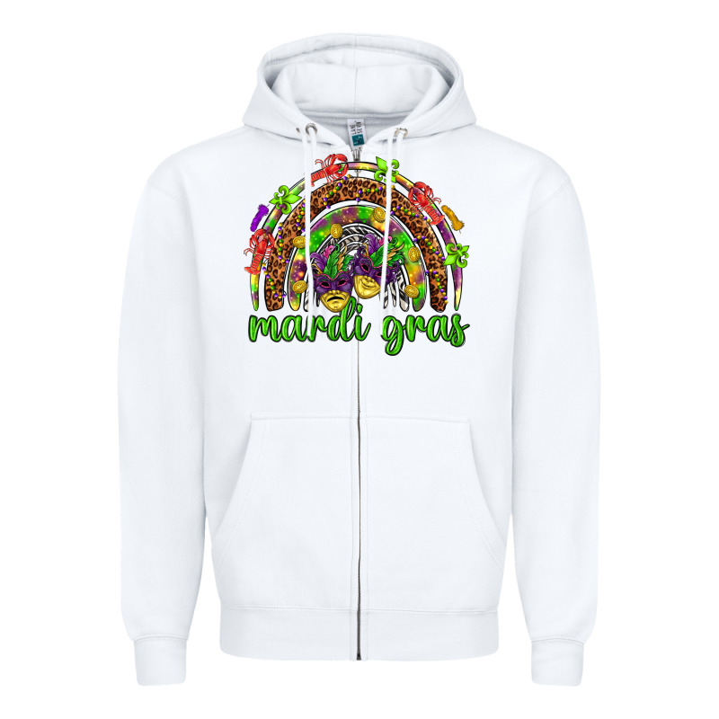 Mardi Gras Rainbow And Masks Zipper Hoodie by HowdyJamesFarm | Teevron