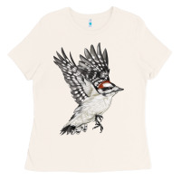 Bone Flying Downy Woodpecker Ladies Tee - LillyAllenDesigns