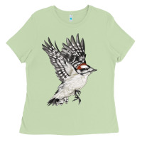 Matcha Flying Downy Woodpecker Ladies Tee - LillyAllenDesigns