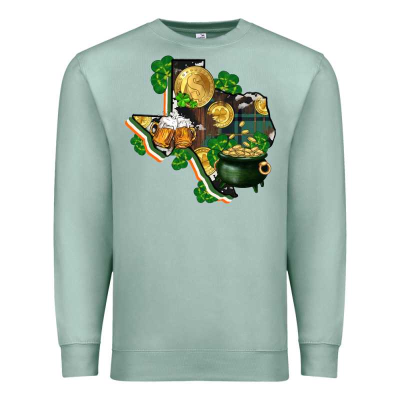 Texas Map St Patrick's Day Premium Sweatshirt by FaDigitalArtStudio | Teevron