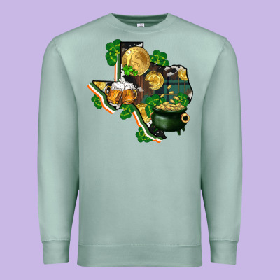 Texas Map St Patrick's Day Premium Sweatshirt Designed By Fadigitalartstudio