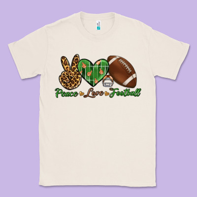 Peace Love Football Classic Tee Designed By Bundleandbundleshop