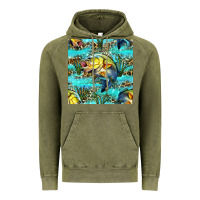 Vintage Olive Lake Fish And Reeds With Leopard Seamless Pattern Bbs Vintage Hoodie - BundleAndBundleShop
