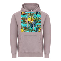 Lake Fish And Reeds With Leopard Seamless Pattern Bbs Vintage Hoodie | Teevron