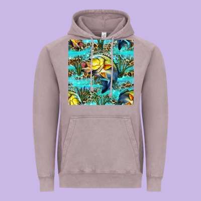 Lake Fish And Reeds With Leopard Seamless Pattern Bbs Vintage Hoodie Designed By Bundleandbundleshop
