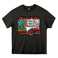 Asphalt christmas on the farm tractor buffalo plaid Heavy Core Tee - Jasminsmagicworld