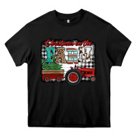 Black christmas on the farm tractor buffalo plaid Heavy Core Tee - Jasminsmagicworld