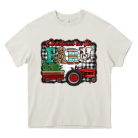 Cream christmas on the farm tractor buffalo plaid Heavy Core Tee - Jasminsmagicworld