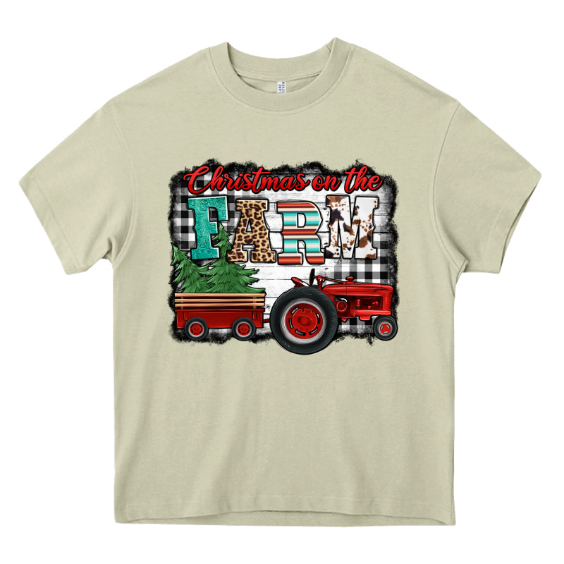 Christmas On The Farm Tractor Buffalo Plaid Heavy Core Tee by Jasminsmagicworld | Teevron