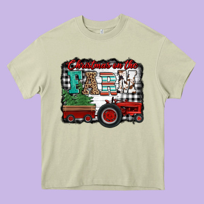 Christmas On The Farm Tractor Buffalo Plaid Heavy Core Tee Designed By Jasminsmagicworld