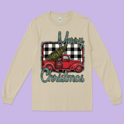 Merry Christmas Truck Long Sleeve Tee Designed By Bettercallsaul