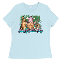 Baby Blue Gnome Bunny Happy Eater Day Ladies Tee - NancyCooperArtShop