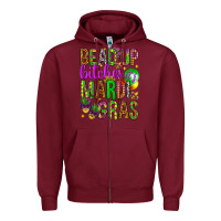 Burgundy Bead up bitches it's Mardi Gras Zipper Hoodie - HowdyJamesFarm