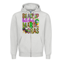 Dove Grey Bead up bitches it's Mardi Gras Zipper Hoodie - HowdyJamesFarm