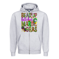 Heather Grey Bead up bitches it's Mardi Gras Zipper Hoodie - HowdyJamesFarm