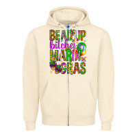 Sandshell Bead up bitches it's Mardi Gras Zipper Hoodie - HowdyJamesFarm