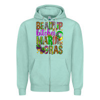 Seafoam Bead up bitches it's Mardi Gras Zipper Hoodie - HowdyJamesFarm