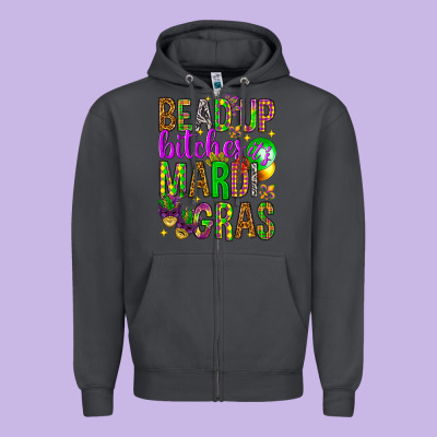 Bead Up Bitches It's Mardi Gras Zipper Hoodie Designed By Howdyjamesfarm