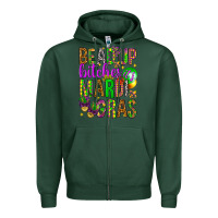 Sports Green Bead up bitches it's Mardi Gras Zipper Hoodie - HowdyJamesFarm