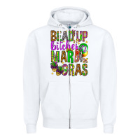 White Bead up bitches it's Mardi Gras Zipper Hoodie - HowdyJamesFarm