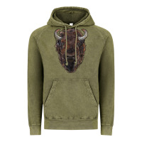 Vintage Olive american bison Vintage Hoodie - RanaPortraitStore