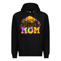 Black softball mom Premium Hoodie - OliviaCreatesArt