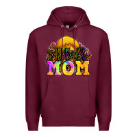 Burgundy softball mom Premium Hoodie - OliviaCreatesArt