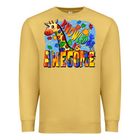 Antique Gold Knowledge is awesome Autism giraffe Premium Sweatshirt - FaDigitalArtStudio