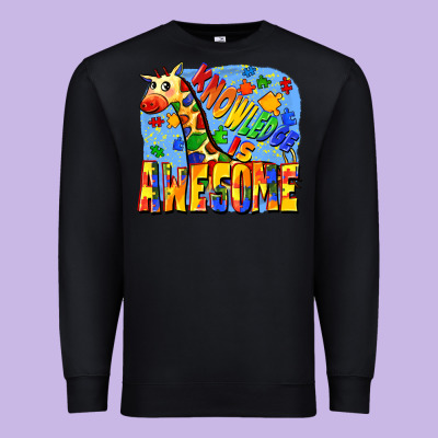 Knowledge Is Awesome Autism Giraffe Premium Sweatshirt Designed By Fadigitalartstudio