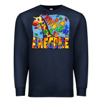 Navy Knowledge is awesome Autism giraffe Premium Sweatshirt - FaDigitalArtStudio