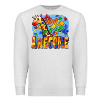Oatmeal Heather Knowledge is awesome Autism giraffe Premium Sweatshirt - FaDigitalArtStudio