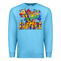 Ocean Blue Knowledge is awesome Autism giraffe Premium Sweatshirt - FaDigitalArtStudio