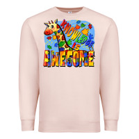 Pale Pink Knowledge is awesome Autism giraffe Premium Sweatshirt - FaDigitalArtStudio