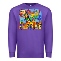 Purple Knowledge is awesome Autism giraffe Premium Sweatshirt - FaDigitalArtStudio