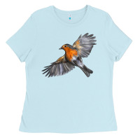 Baby Blue Flying American Robin Ladies Tee - LillyAllenDesigns