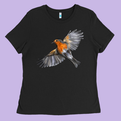Flying American Robin Ladies Tee Designed By Lillyallendesigns