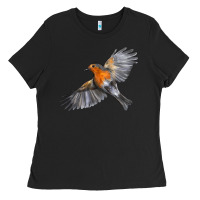 Black Flying American Robin Ladies Tee - LillyAllenDesigns