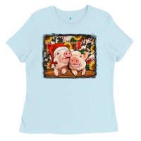 Baby Blue christmas pigs Ladies Tee - Jasminsmagicworld