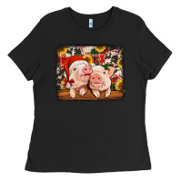 Black christmas pigs Ladies Tee - Jasminsmagicworld