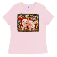 Bubblegum Pink christmas pigs Ladies Tee - Jasminsmagicworld