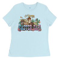 Baby Blue Happy Easter Day Rodeo Ladies Tee - NancyCooperArtShop