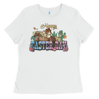 White Happy Easter Day Rodeo Ladies Tee - NancyCooperArtShop