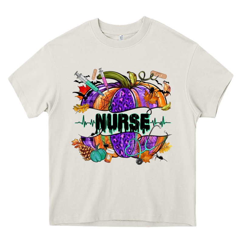 Halloween Nurse Pumpkin Heavy Core Tee by NancyCooperArtShop | Teevron