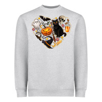 Heather Grey Halloween Heart Heavyweight Sweatshirt - texasbilliewilder