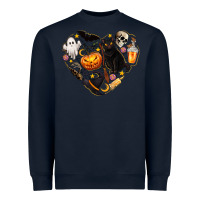 Navy Halloween Heart Heavyweight Sweatshirt - texasbilliewilder