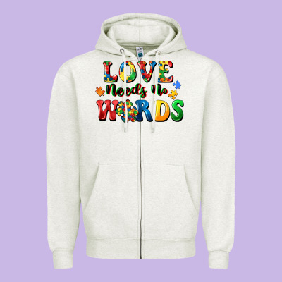 Love Needs No Words Zipper Hoodie Designed By Cowgirlartshop
