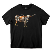 Black Texas Longhorn Cow Heavy Core Tee - LillyAllenDesigns