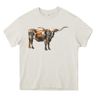Cream Texas Longhorn Cow Heavy Core Tee - LillyAllenDesigns