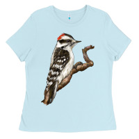 Baby Blue Downy Woodpecker Ladies Tee - LillyAllenDesigns