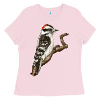Bubblegum Pink Downy Woodpecker Ladies Tee - LillyAllenDesigns